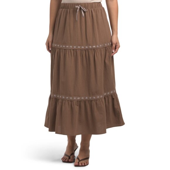 SUNDAY EDITION mocha Tiered Maxi Skirt - Picture 1 of 2